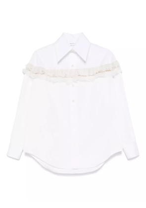 Alexander McQueen slashed creponne-detail shirt - White
