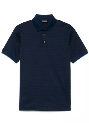 Emporio Armani jacquard-lettering jersey polo shirt - Blue