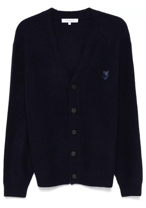 Maison Kitsuné Bold Fox Head ribbed cardigan - Blue