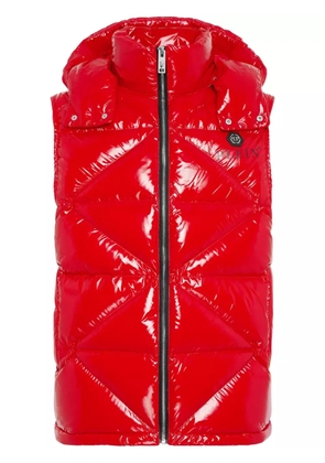 Philipp Plein Hexagon logo-plaque padded gilet - Red