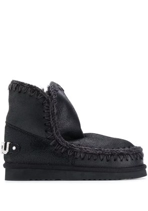 Mou rhinestone-logo boots - Black
