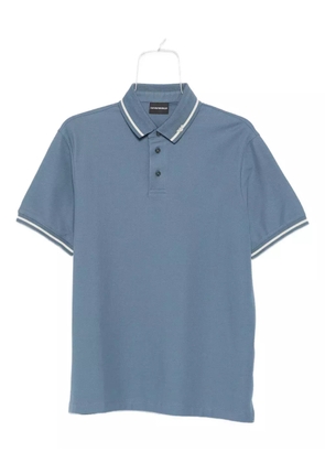 Emporio Armani tipped-collar cotton polo shirt - Blue