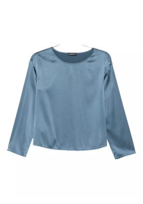 Emporio Armani satin three-quarter sleeve top - Blue
