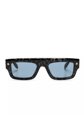 Alexander McQueen Eyewear marble-pattern square-frame sunglasses - Black