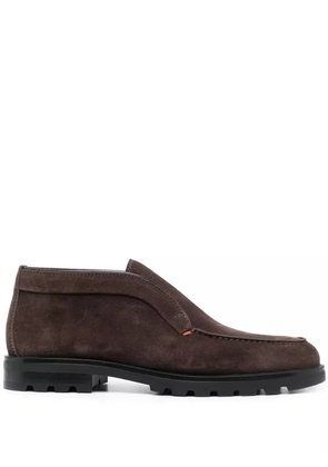 Santoni calf-suede almond-toe loafers - Brown