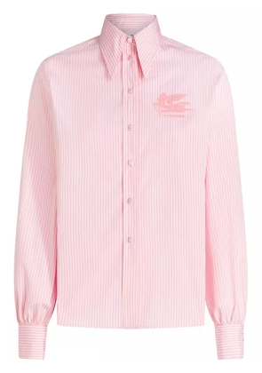 ETRO logo-embroidered striped cotton shirt - Pink