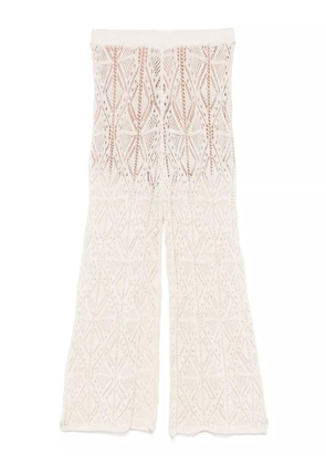 LIU JO crochet-knit trousers - Neutrals