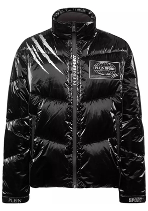 Plein Sport crease-effect puffer jacket - Black