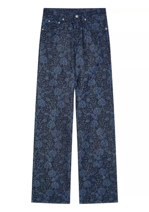 DRIES VAN NOTEN printed wide-leg jeans - Blue