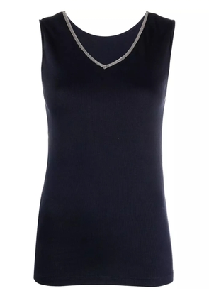 Fabiana Filippi bead-embellished V-neck tank top - Blue