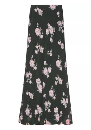 GANNI floral-print fluid crepe maxi skirt - Black