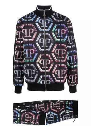 Philipp Plein logo-print stretch-cotton tracksuit - Black