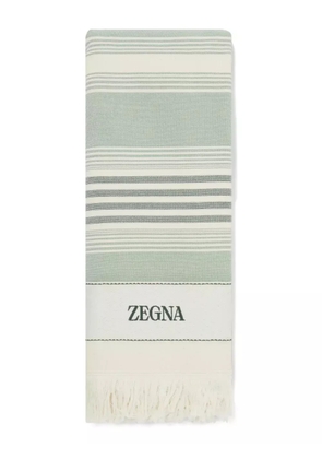 Zegna logo-embroidered cotton beach towel - Green
