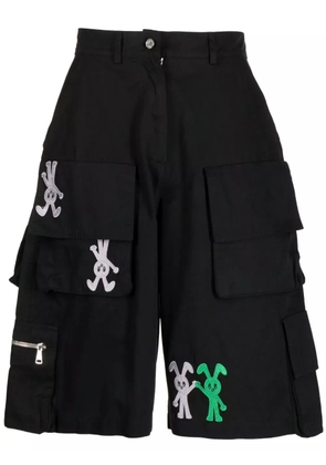 Natasha Zinko logo-embroidered cotton cargo shorts - Black