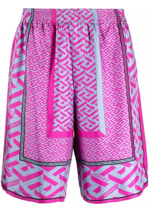 Versace La Greca panelled-print Bermuda shorts - Pink