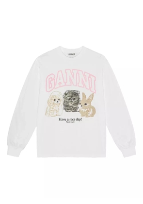 GANNI logo-print sweatshirt - White