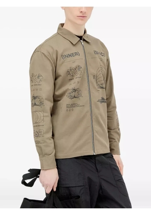 Space Available Inner Space Plant print zip-front shirt jacket - Green