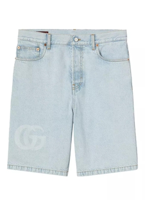 Gucci Double G logo denim shorts - BLUE AND GREEN
