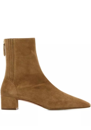Aquazzura 35mm Saint Honorè suede block-heel ankle boots - Brown