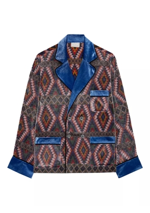 Pierre-Louis Mascia Kanpur geometric-pattern velvet blazer - Grey