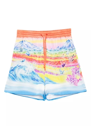 Casablanca landscape-wave print shorts - Orange