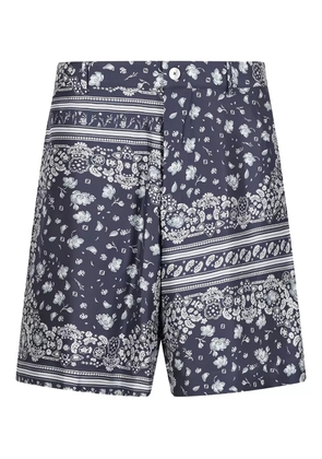 FENDI bandana-print silk shorts - Blue