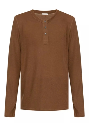 AMI Paris ribbed Henley T-shirt - Brown