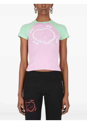 Maisie Wilen heart-print raglan-sleeve top - Pink