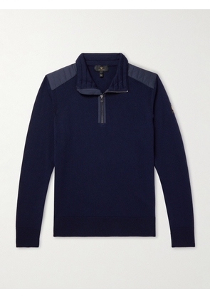 Belstaff - Kilmington Shell-Trimmed Merino Wool Half-Zip Sweater - Men - Blue - S