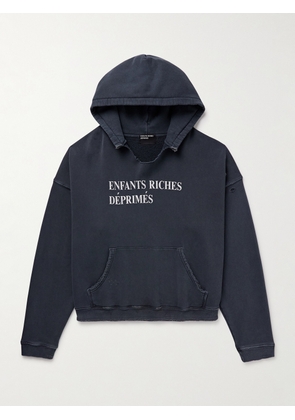 Enfants Riches Déprimés - Distressed Logo-Print Cotton-Jersey Hoodie - Men - Black - S