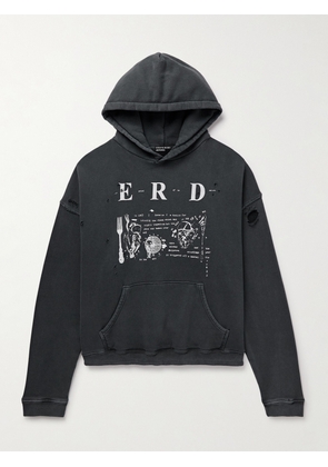 Enfants Riches Déprimés - My Role in the War Distressed Logo-Print Cotton-Jersey Hoodie - Men - Gray - S