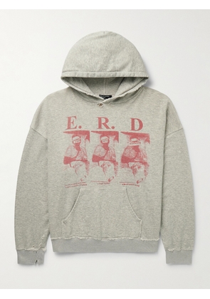 Enfants Riches Déprimés - Distressed Logo-Print Cotton-Jersey Hoodie - Men - Gray - S
