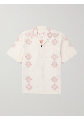 Kardo - Ayo Convertible-Collar Embroidered Cotton Shirt - Men - Neutrals - S