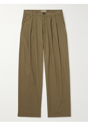 AGOLDE - Slater Straight-Leg Pleated Cotton-Twill Trousers - Men - Green - UK/US 28