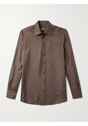 Dolce&Gabbana - Martini Silk-Twill Shirt - Men - Brown - EU 37