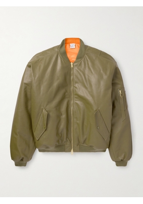 VETEMENTS - Oversized Leather Bomber Jacket - Men - Green - S