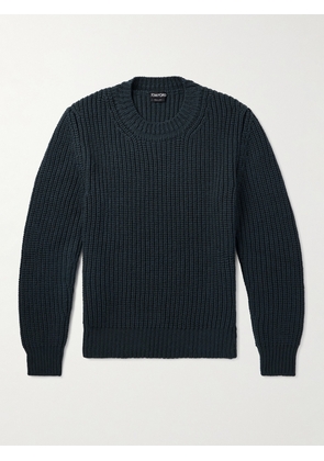 TOM FORD - Ribbed Wool and Cashmere-Blend Sweater - Men - Gray - IT 46