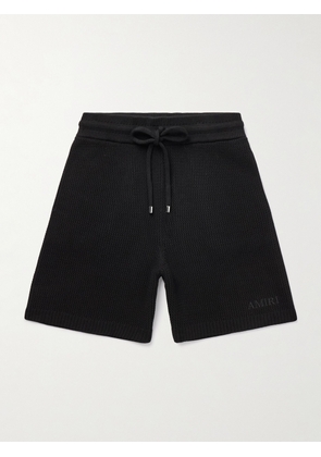 AMIRI - Straight-Leg Logo-Embroidered Crocheted Cotton Drawstring Shorts - Men - Black - S