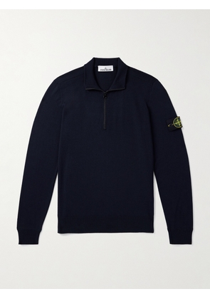 Stone Island - Logo-Appliquéd Wool Half-Zip Sweater - Men - Blue - S