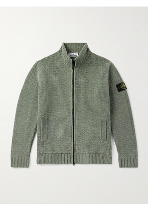 Stone Island - Logo-Appliquéd Cotton-Chenille Zip-Up Sweater - Men - Green - S