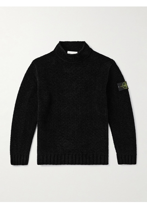 Stone Island - Logo-Appliquéd Cotton-Chenille Mock-Neck Sweater - Men - Black - S