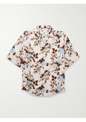 AMI PARIS - Camp-Collar Printed Voile Shirt - Men - Blue - EU 38