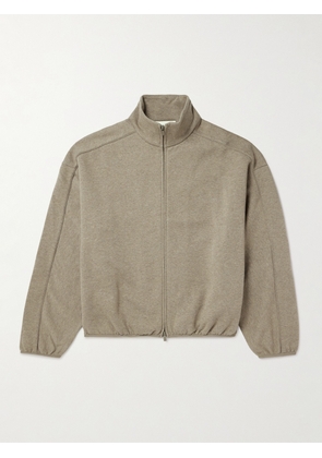 FEAR OF GOD ESSENTIALS - Oversized Logo-Appliquéd Cotton-Blend Jersey Zip-Up Sweatshirt - Men - Brown - XS