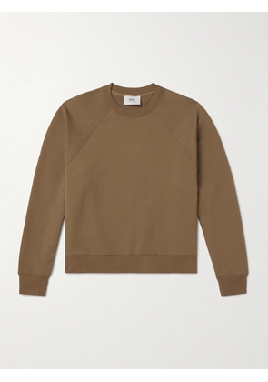 AMI PARIS - Logo-Embroidered Cotton-Jersey Sweatshirt - Men - Brown - XS