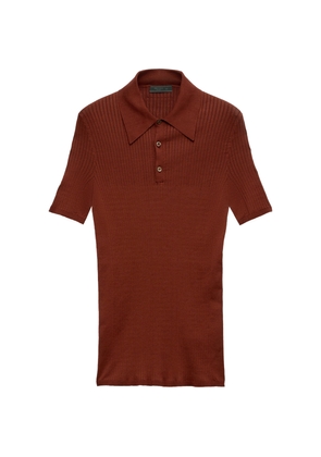 Prada Cotton Ribbed Polo Shirt