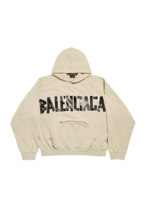 Balenciaga Cotton Distressed Tape Logo Hoodie