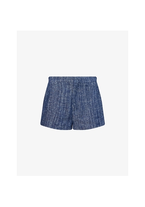 Womens Frame Tweed Regular-Fit Mid-Rise Cotton Shorts