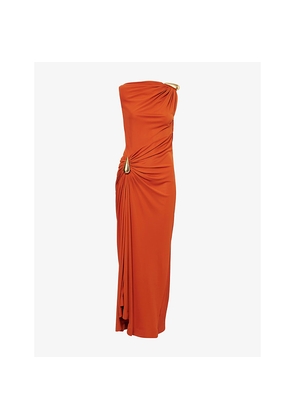 Womens Bottega Veneta Drop-Waist Brand-Hardware Crepe-Jersey Maxi Dress