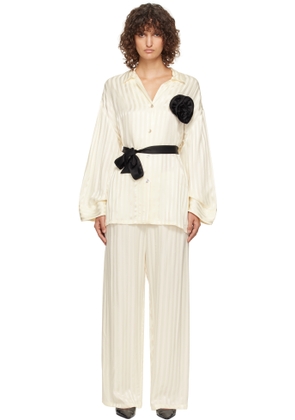 Sleeper Off-White Rose Oversized Satin Pyjama Set