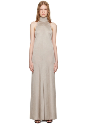 TOM FORD Taupe Halterneck Knit Evening Maxi Dress